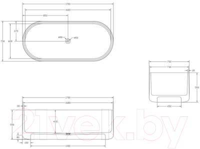Ванна из полиэфирной смолы Abber Kristall AT9708 Aquamarin
