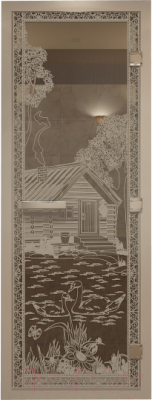 Стеклянная дверь для бани/сауны Doorwood Хамам Банька в лесу 70x190 / DW00582 - фото