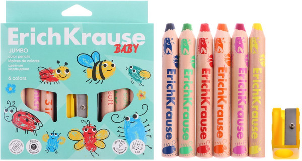 Набор цветных карандашей Erich Krause Baby Jumbo с точилкой / 61778