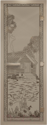 Стеклянная дверь для бани/сауны Doorwood Хамам Банька в лесу 70x190 / DW00588 - фото