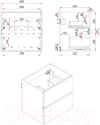 Тумба под умывальник ЗОВ Лира 90 / L90MW0MWGVA