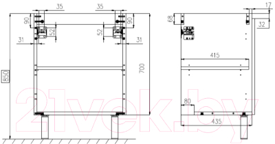Тумба под умывальник ЗОВ Монови 70 / M70LG0LGS