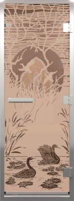Стеклянная дверь для бани/сауны Doorwood Хамам Лебединое озеро 80x200 / DW00694 - фото