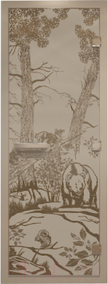 Стеклянная дверь для бани/сауны Doorwood Хамам Мишки 70x190 / DW00643 - фото