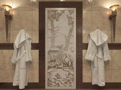 Стеклянная дверь для бани/сауны Doorwood Хамам Мишки 70x190 / DW00643