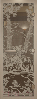 Стеклянная дверь для бани/сауны Doorwood Хамам Мишки 70x190 / DW00631 - фото