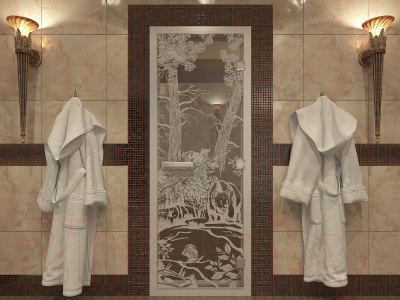 Стеклянная дверь для бани/сауны Doorwood Хамам Мишки 80x200 / DW00634