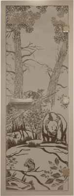 Стеклянная дверь для бани/сауны Doorwood Хамам Мишки 70x190 / DW00637 - фото