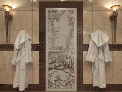 Стеклянная дверь для бани/сауны Doorwood Хамам Мишки 70x190 / DW00637