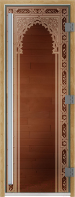 Стеклянная дверь для бани/сауны Doorwood Престиж Восточная арка 70x190 / DW03586 - фото