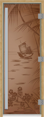 Стеклянная дверь для бани/сауны Doorwood Престиж Голубая лагуна 70x190 / DW03561 - фото