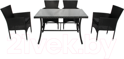 Комплект садовой мебели Garden Story Аскер / GS015/GS017 (черный/ротанг серый)