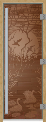 Стеклянная дверь для бани/сауны Doorwood Престиж Лебединое озеро 70x190 / DW03611 - фото