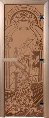 Стеклянная дверь для бани/сауны Doorwood Жар-птица 80x200 / DW01338 - фото