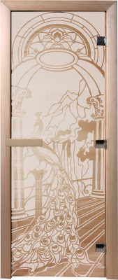 Стеклянная дверь для бани/сауны Doorwood Жар-птица 80x200 / DW01985 - фото