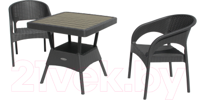 Комплект садовой мебели Ellastik Plast Ola Dom S-GS03+K-GS03 (антрацит/темно-серый)