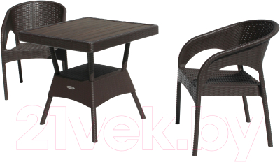 Комплект садовой мебели Ellastik Plast Ola Dom S-GS01+K-GS01 (коричневый)