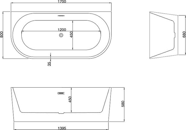 Ванна акриловая Grossman GR-17071 Cristal 170x80