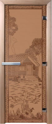 Стеклянная дверь для бани/сауны Doorwood Банька в лесу 70x190 / DW00923 - фото