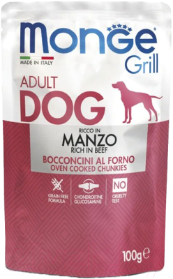Влажный корм для собак Monge Dog Grill с говядиной - фото