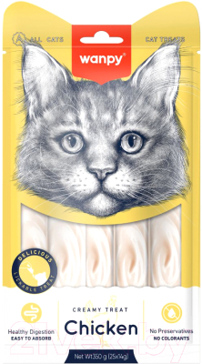 Лакомство для кошек Wanpy Cat Нежное пюре из курицы - фото