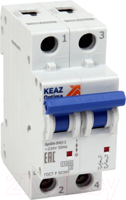 Выключатель автоматический КЭАЗ OptiDin ВМ63-2C2-15-УХЛ3 / 341912 - фото