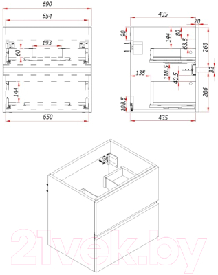 Тумба под умывальник ЗОВ Лира 70 / L70MW0MWGVA