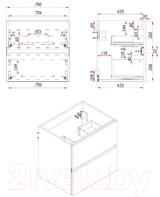 Тумба под умывальник ЗОВ Лира 80 / L80MW0MWGVA