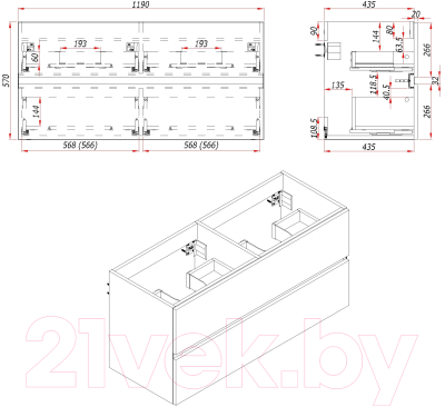 Тумба под умывальник ЗОВ Лира 120 / L120MW0MWGVA