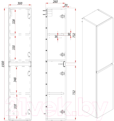 Шкаф-пенал для ванной ЗОВ Лира 150 / LP150MW0MWGVA