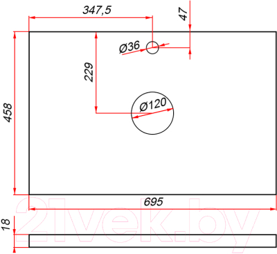 Столешница для тумбы в ванную ЗОВ CLDSP18W695458C2
