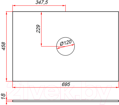 Столешница для тумбы в ванную ЗОВ CLDSP18W695458C1