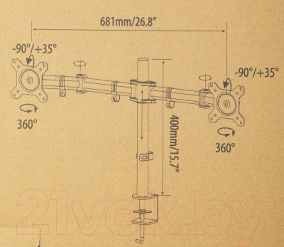 Кронштейн для монитора Cactus CS-VM-D29-AL