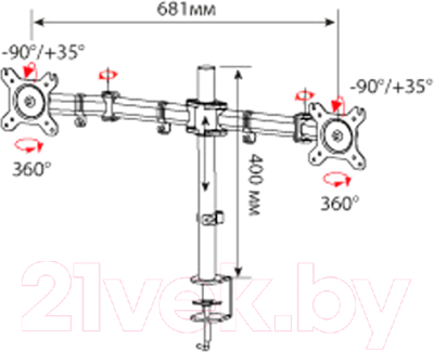 Кронштейн для монитора Cactus CS-VM-D29-AL