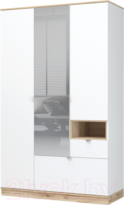 Шкаф Стендмебель Юкки ШК 1Я 1350 3х створчатый с зеркалом - фото