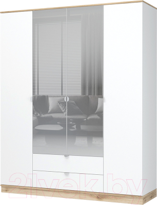 Шкаф Стендмебель Юкки ШК 2Я 1800 4х створчатый с зеркалом - фото