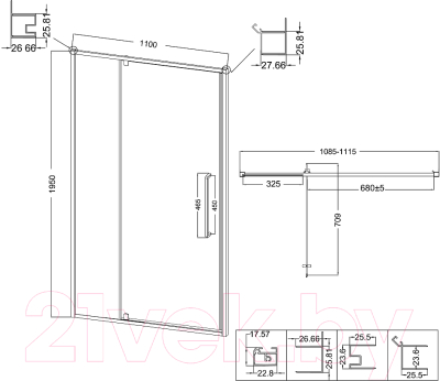 Душевая дверь Niagara NG-85-11AB 110x195