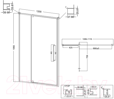 Душевая дверь Niagara NG-85-12AB 120x195