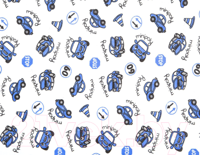 Простыня для малышей АртПостель На резинке Машинки синие 250