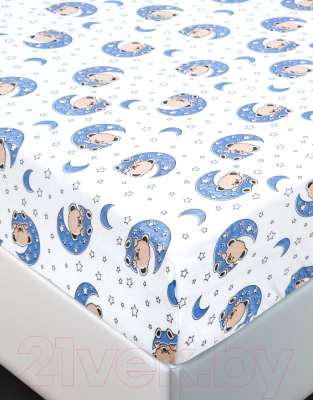 Простыня для малышей АртПостель На резинке Мишка на луне 250 - фото