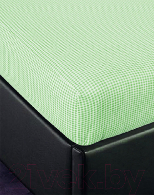 Простыня для малышей АртПостель На резинке Клетка зеленая 250 - фото