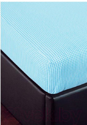 Простыня для малышей АртПостель На резинке Клетка голубая 250 - фото