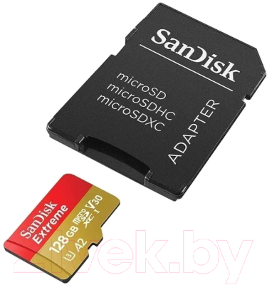 Карта памяти SanDisk Extreme MicroSDXC 128GB Class10 UHSI U3 V30 (SDSQXAA-128G-GN6MA) - фото