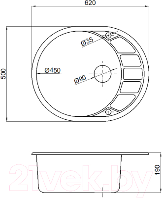 Мойка кухонная Marblan Ovata L