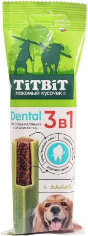 Лакомство для собак TiTBiT Dental 3 в 1 с мятой для мелких и средних пород / 25833 - фото