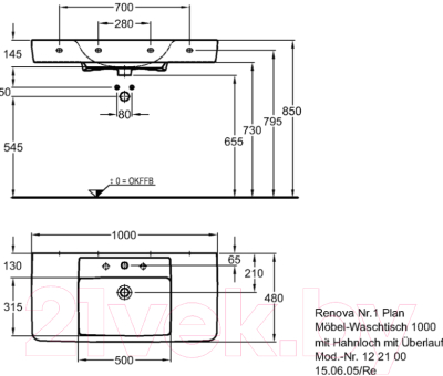 Умывальник Keramag Renova Nr.1 Plan 100x48