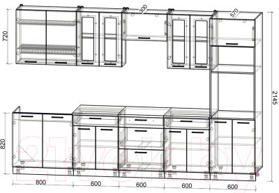 Кухонный гарнитур Интерлиния Мила Gloss 3.2