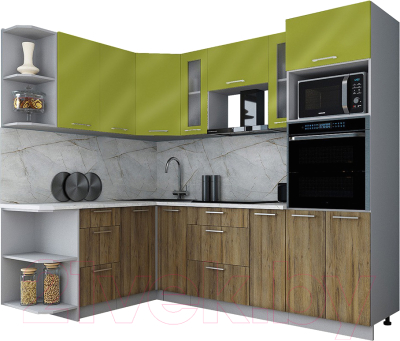 Кухонный гарнитур Интерлиния Мила Gloss 1.68x2.4 левая - фото