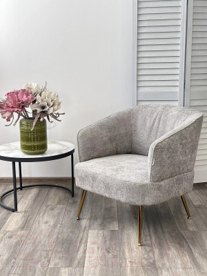 Кресло мягкое M-City Mussels / 629M05457 (3018-03 светло-серый шенилл/золотой)