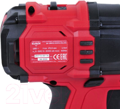 Аккумуляторная дрель-шуруповерт Elitech ДА 18БЛ2 (E2201.011.00)